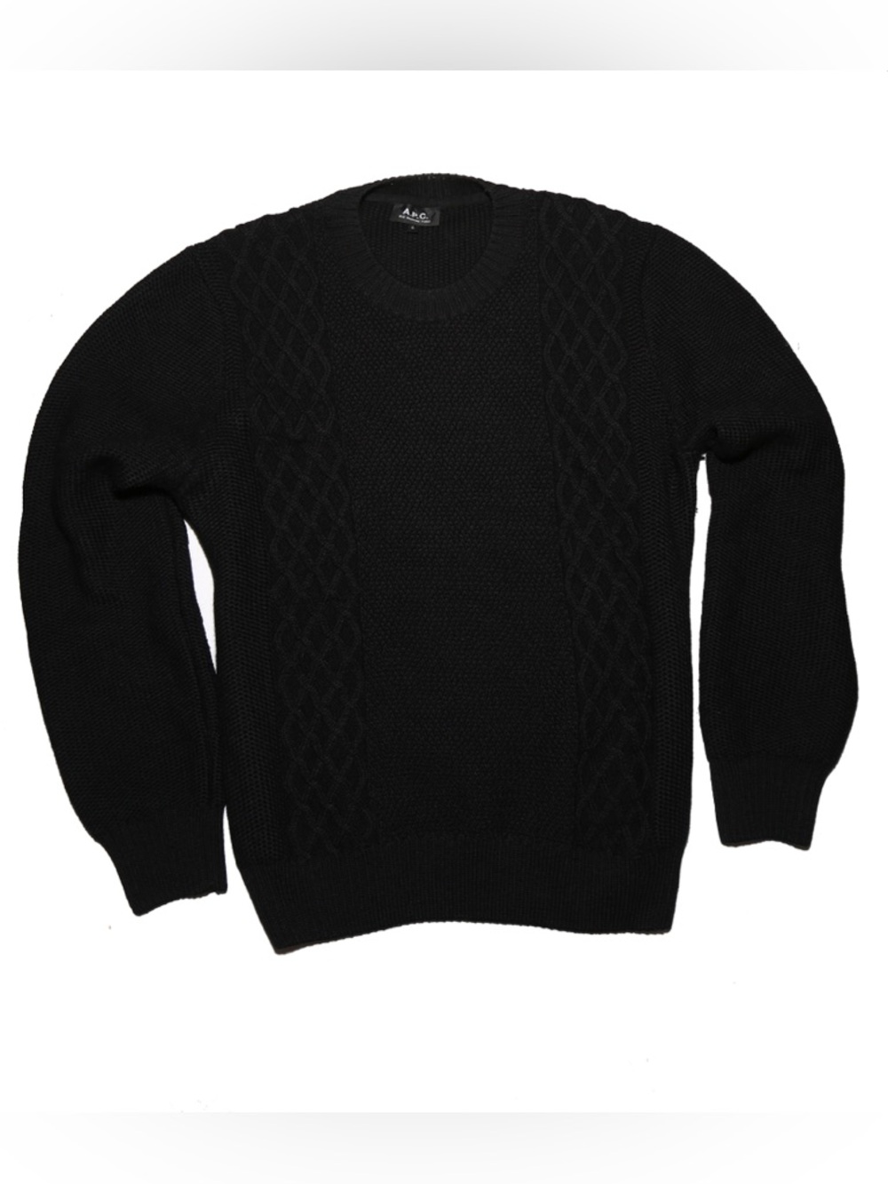 A.P.C.  Men's Black Cable Knit Sweater 100% Wool